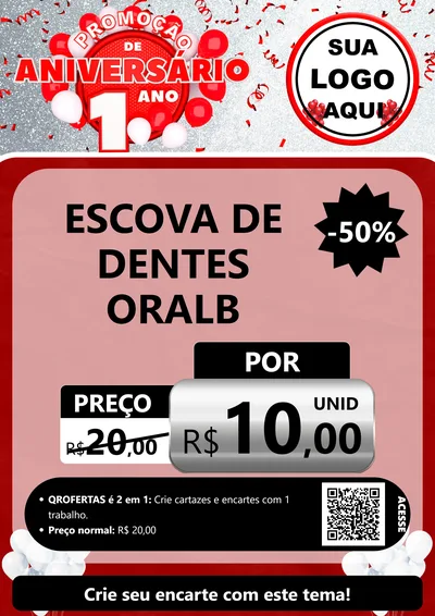 Modelo de Cartaz para Cartaz A4 Vertical com o tema Promoção de Aniversário - 1 Ano para Higiene Pessoal
