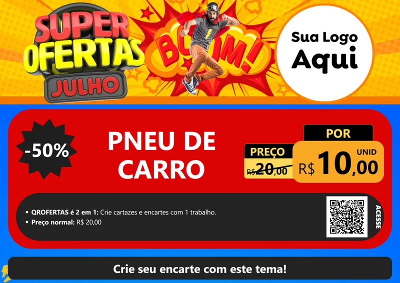 Modelo de Cartaz para Cartaz A4 Horizontal com o tema Super Ofertas Julho para Auto peças