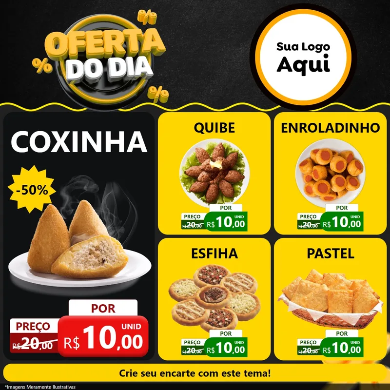 Modelo de Rede Social para Feed Facebook com o tema Oferta Do Dia para Salgadaria