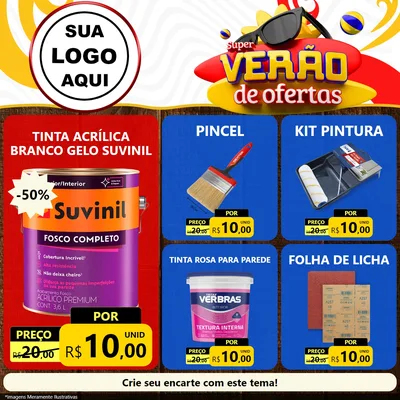 Modelo de Rede Social para Feed Facebook com o tema Super Verão de Ofertas para Tintas e Ferramentas
