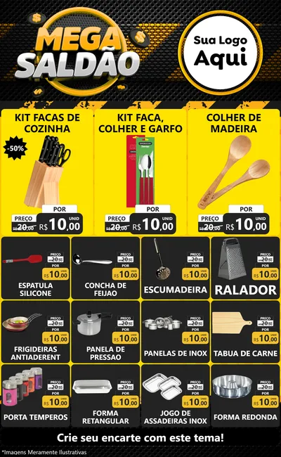 Modelo de Encarte para Encarte Grande com o tema Mega Saldão para Utilidades Domésticas
