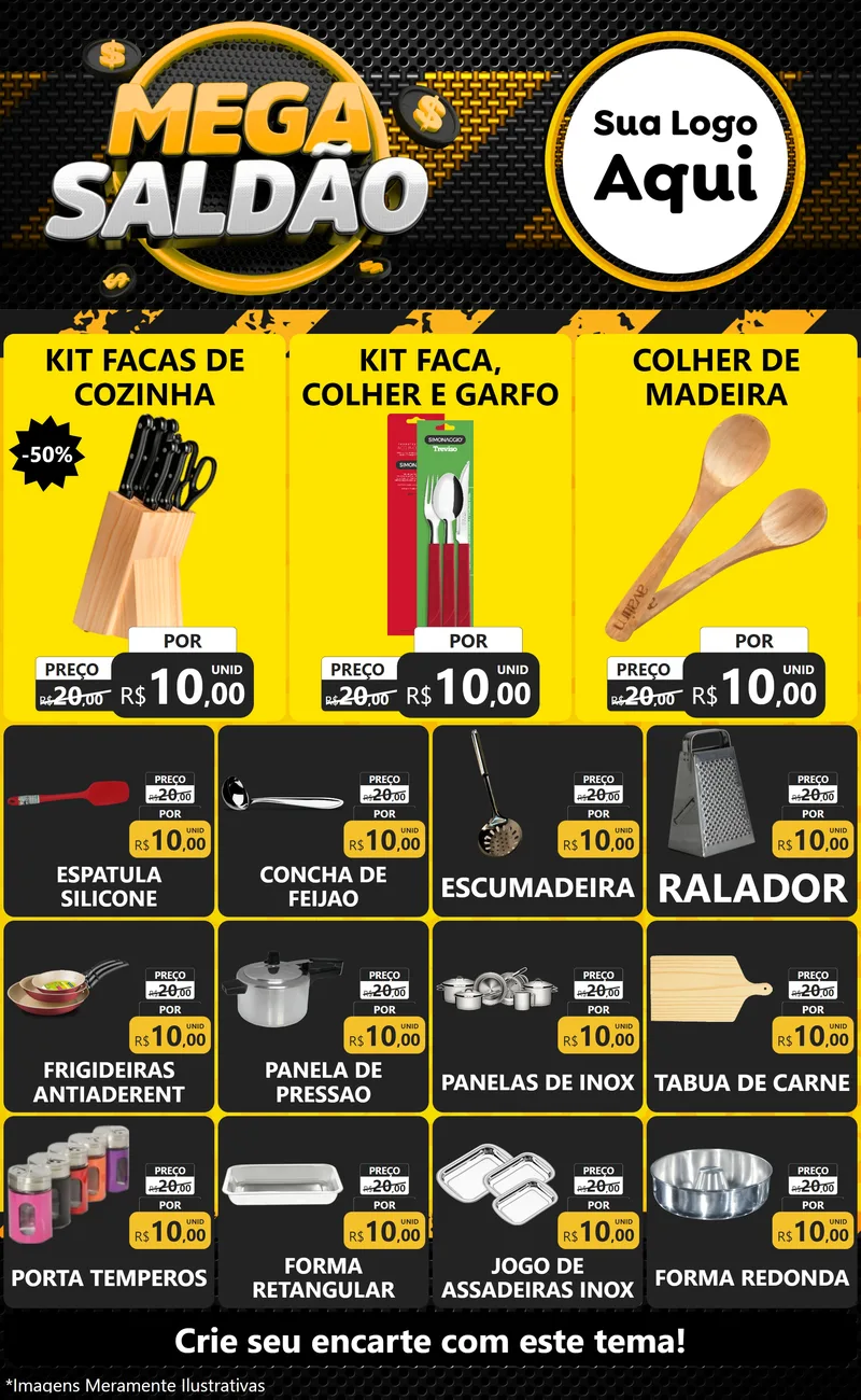 Modelo de Encarte para Encarte Grande com o tema Mega Saldão para Utilidades Domésticas