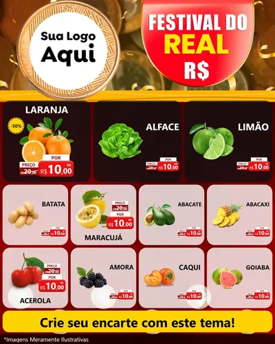 Modelo de Rede Social para Feed Instagram com o tema Festival do Real para Hortifrúti