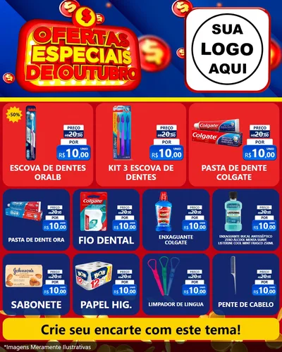Modelo de Rede Social para Feed Instagram com o tema Ofertas Especiais de Outubro para Higiene Pessoal