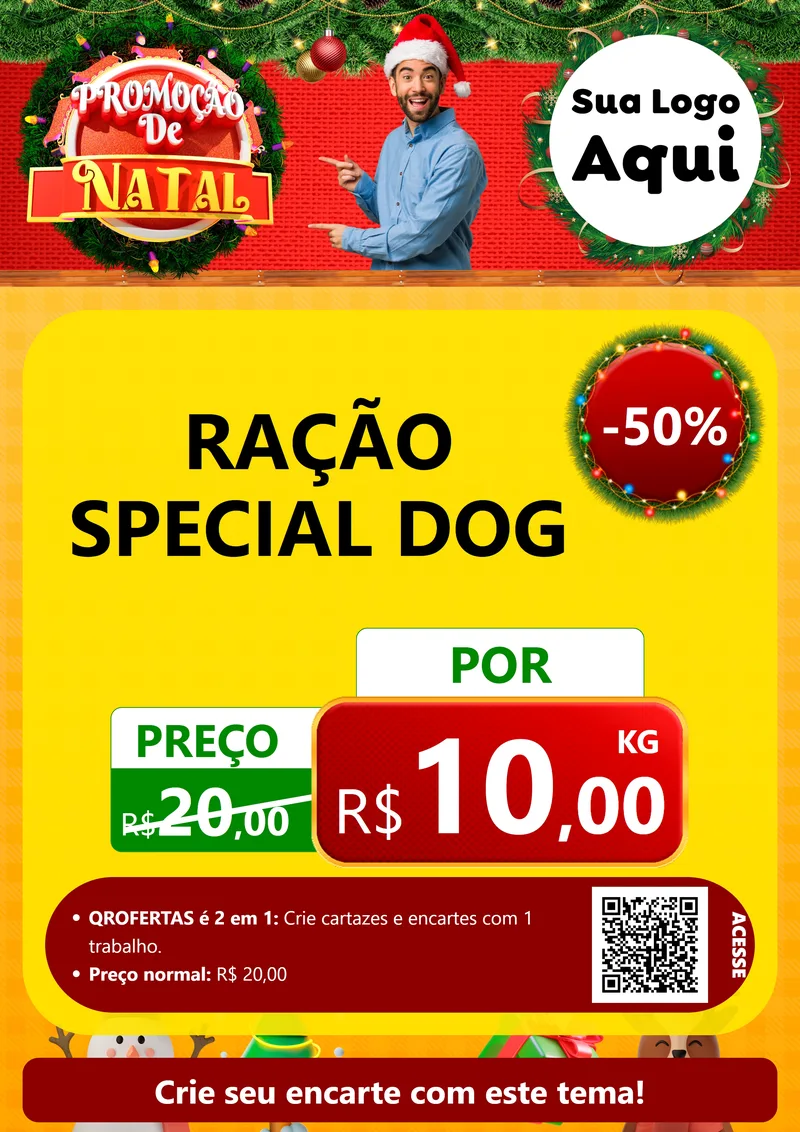 Modelo de Cartaz para Cartaz A4 Vertical com o tema Promoção de Natal para Pet Shop