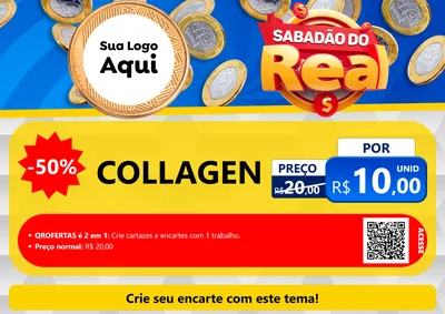 Modelo de Cartaz para Cartaz A4 Horizontal com o tema Sabadão do Real para Suplementos alimentares