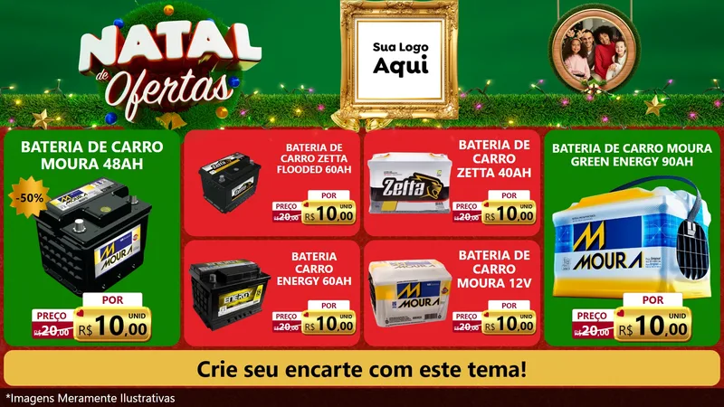 Modelo de TV para TV Horizontal com o tema Natal de Ofertas para Baterias Elétricas