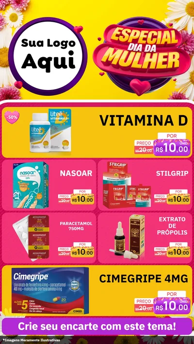 Modelo de TV para TV Vertical com o tema Especial Dia da Mulher para Farmácia