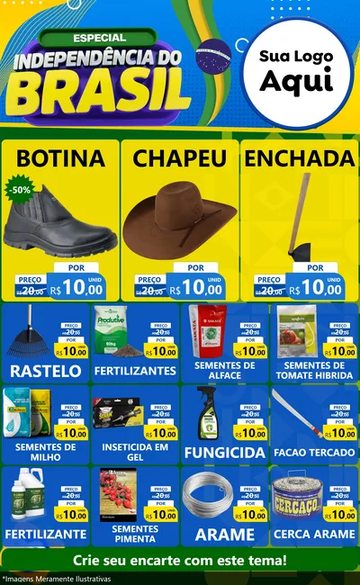 Modelo de Encarte para Encarte Grande com o tema Especial Independência do Brasil para Agropecuária