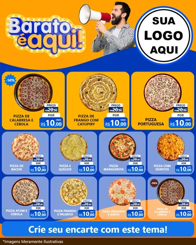Modelo de Rede Social para Feed Instagram com o tema Barato é aqui para Pizzaria