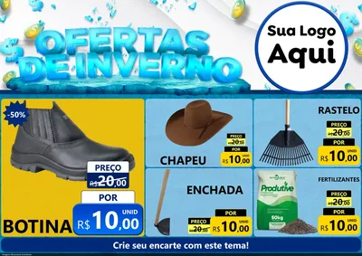 Modelo de Encarte para Encarte A4 Horizontal com o tema Ofertas de Inverno para Agropecuária