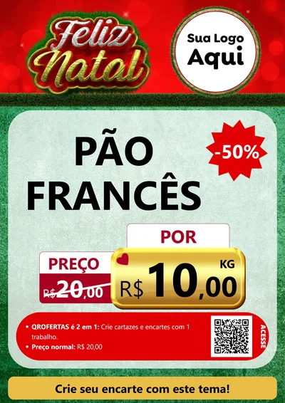 Modelo de Cartaz para Cartaz A4 Vertical com o tema Feliz Natal para Padaria