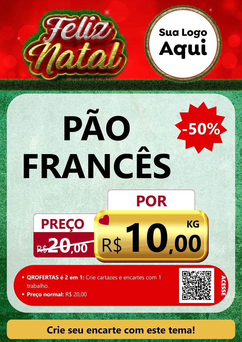 Modelo de Cartaz para Cartaz A4 Vertical com o tema Feliz Natal para Padaria