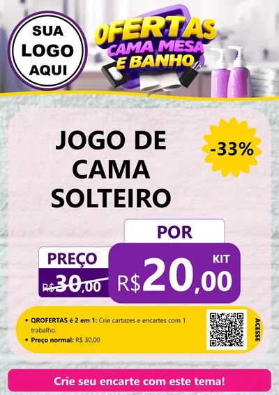 Modelo de Cartaz para Cartaz A4 Vertical com o tema Ofertas Cama, Mesa e Banho para Cama, Mesa e Banho