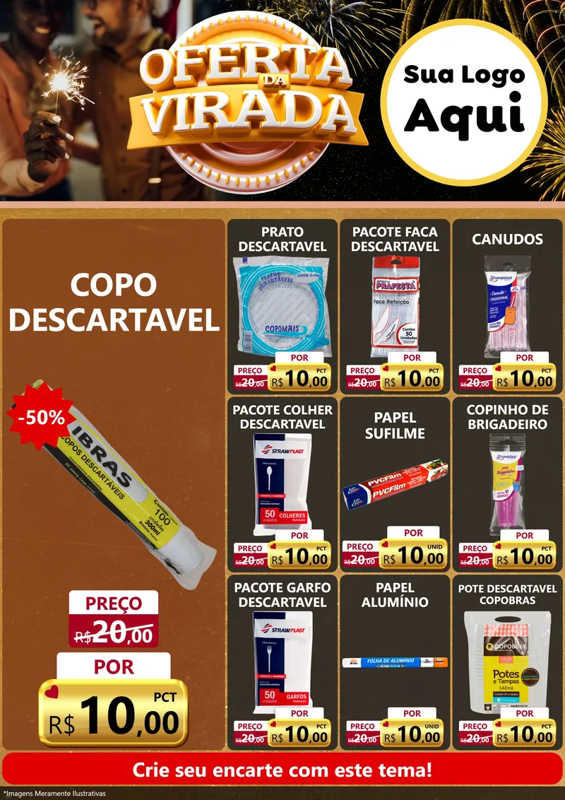 Modelo de Encarte para Encarte A4 Vertical com o tema Oferta da Virada para Embalagens