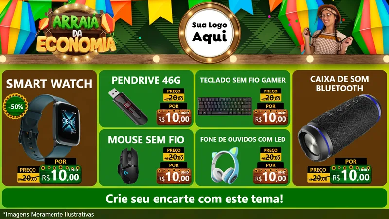 Modelo de TV para TV Horizontal com o tema Arraiá de Economia para Informática