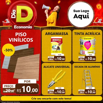 Modelo de Rede Social para Feed Facebook com o tema Dia D Economia para Material para Construção