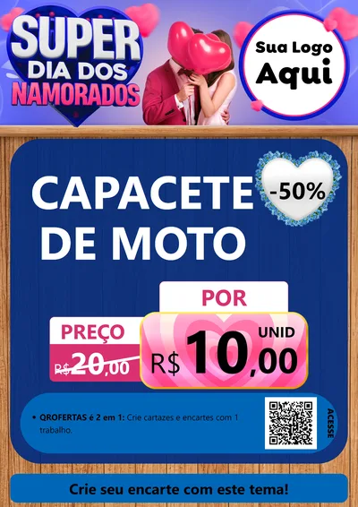 Modelo de Cartaz para Cartaz A4 Vertical com o tema Super Dia dos Namorados para Moto peças