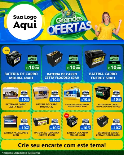 Modelo de Rede Social para Feed Instagram com o tema Grandes Ofertas para Baterias Elétricas