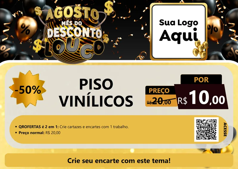 Modelo de Cartaz para Cartaz A4 Horizontal com o tema Agosto Mês do Desconto Louco para Material para Construção