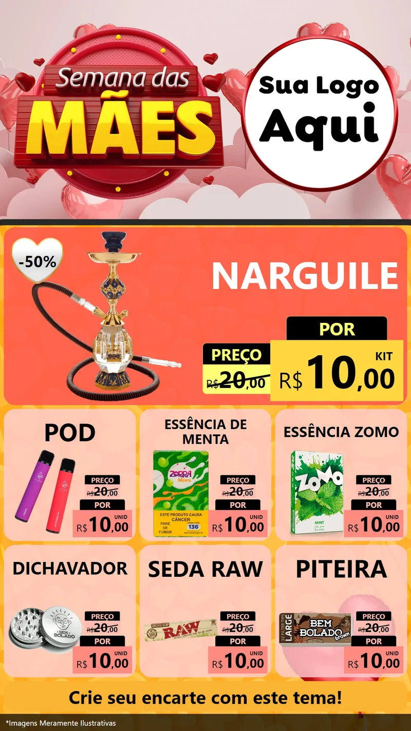 Modelo de Rede Social para Stories com o tema Semana das Mães para Tabacaria