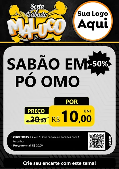 Modelo de Cartaz para Cartaz A4 Vertical com o tema Sexta e Sábado Maluco para Produtos de Limpeza