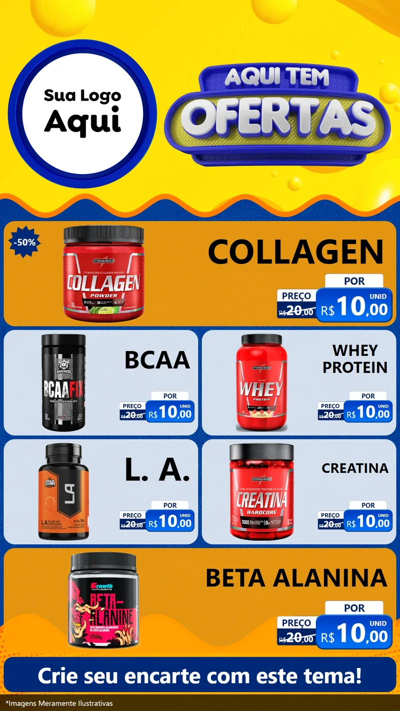 Modelo de TV para TV Vertical com o tema Aqui Tem Ofertas para Suplementos alimentares