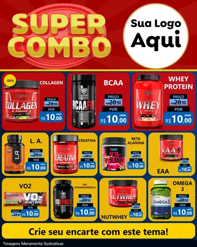 Modelo de Rede Social para Feed Instagram com o tema Super Combo para Suplementos alimentares