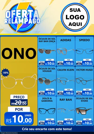 Modelo de Encarte para Encarte A4 Vertical com o tema Oferta Relâmpago para Óticas