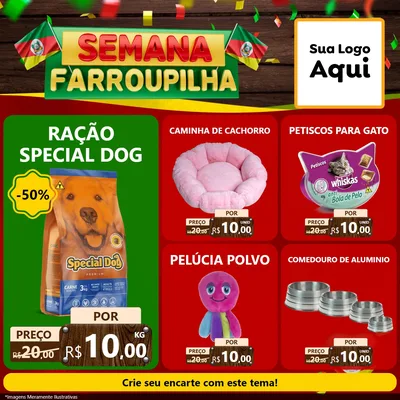 Modelo de Rede Social para Feed Facebook com o tema Semana Farroupilha para Pet Shop