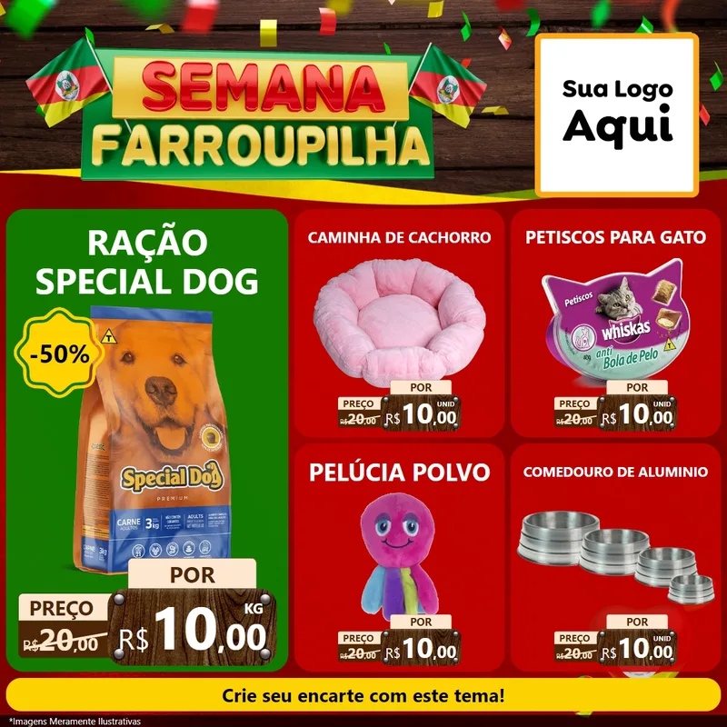 Modelo de Rede Social para Feed Facebook com o tema Semana Farroupilha para Pet Shop