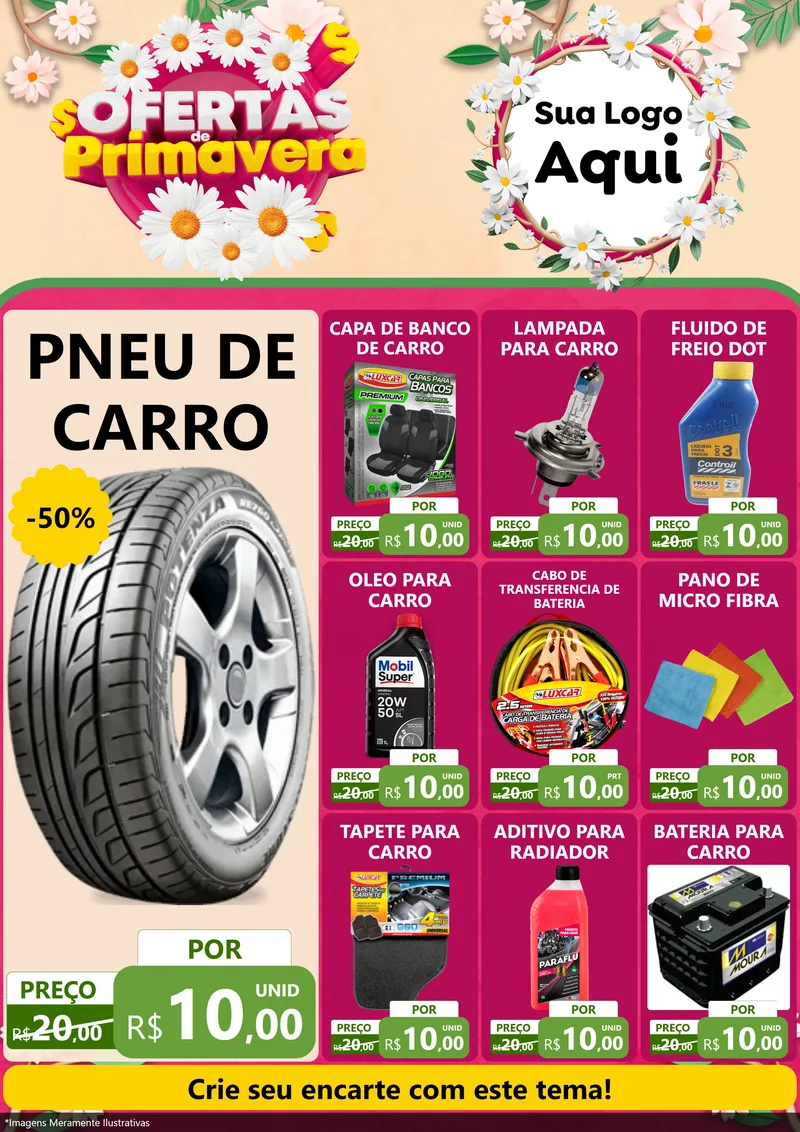 Modelo de Encarte para Encarte A4 Vertical com o tema Ofertas de Primavera para Auto peças