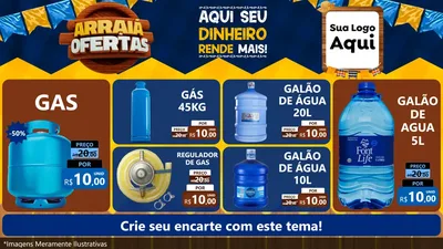 Modelo de TV para TV Horizontal com o tema Arraiá de Ofertas - Junina para Água e gás