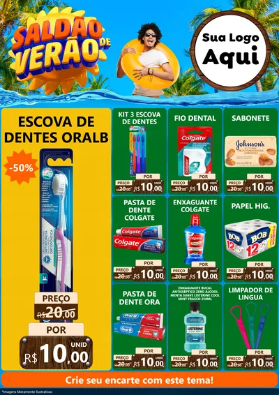 Modelo de Encarte para Encarte A4 Vertical com o tema Saldão de Verão para Higiene Pessoal