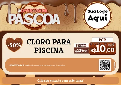 Modelo de Cartaz para Cartaz A4 Horizontal com o tema Ofertas de Páscoa para Produtos para Piscina