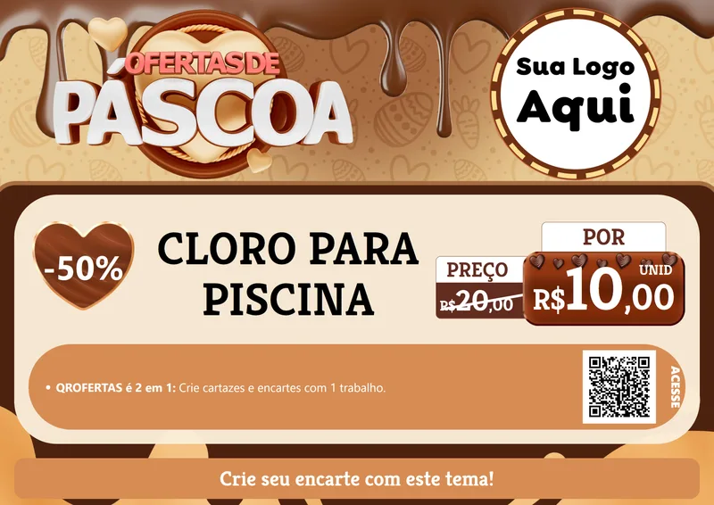 Modelo de Cartaz para Cartaz A4 Horizontal com o tema Ofertas de Páscoa para Produtos para Piscina