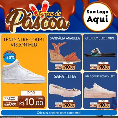 Modelo de Rede Social para Feed Facebook com o tema Ofertas de Páscoa para Calçados