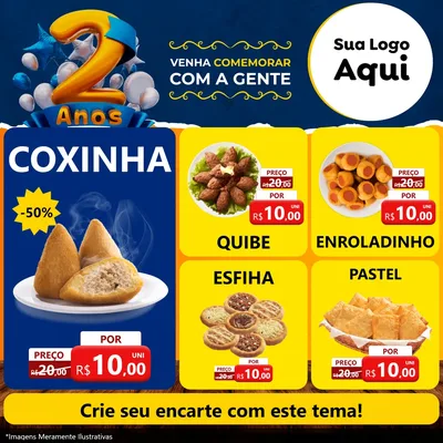 Modelo de Rede Social para Feed Facebook com o tema Aniversário de 2 anos para Salgadaria