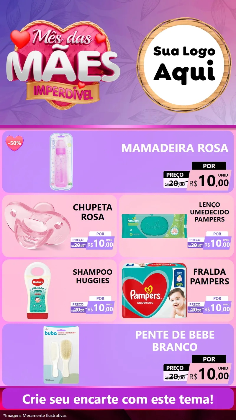 Modelo de TV para TV Vertical com o tema Mês das Mães Imperdível para Bebês