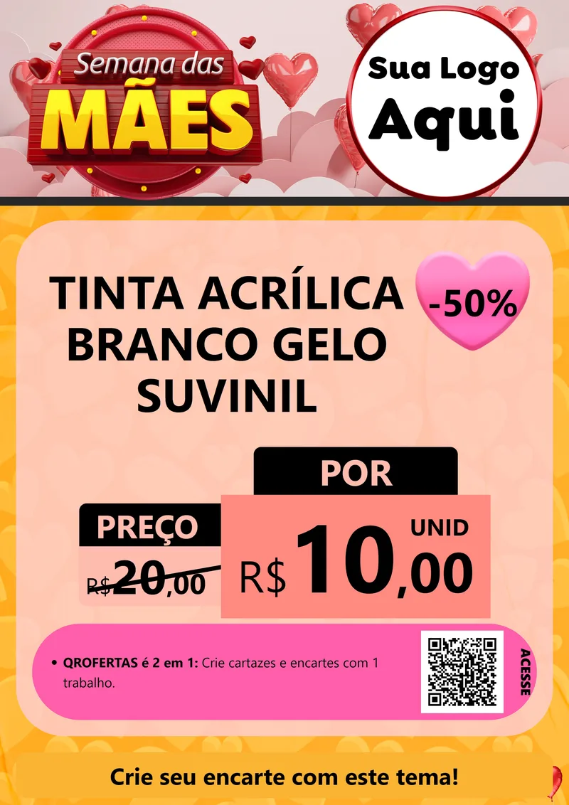 Modelo de Cartaz para Cartaz A4 Vertical com o tema Semana das Mães para Tintas e Ferramentas