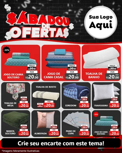 Modelo de Rede Social para Feed Instagram com o tema Sabadou de Ofertas para Cama, Mesa e Banho