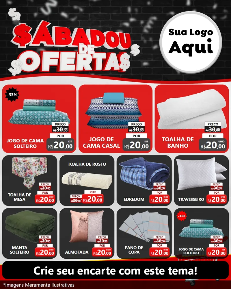 Modelo de Rede Social para Feed Instagram com o tema Sabadou de Ofertas para Cama, Mesa e Banho