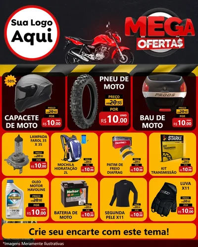 Modelo de Rede Social para Feed Instagram com o tema Mega Ofertas - Motopeças para Moto peças