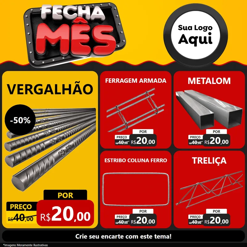Modelo de Rede Social para Feed Facebook com o tema Fecha Mês para Ferragens