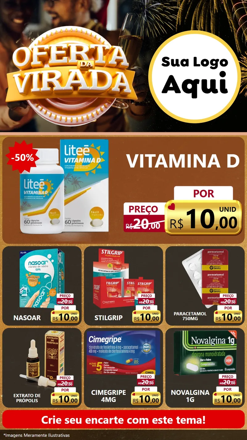 Modelo de Rede Social para Stories com o tema Oferta da Virada para Farmácia