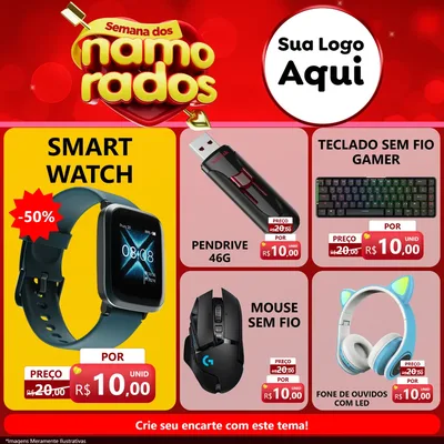 Modelo de Rede Social para Feed Facebook com o tema Semana dos namorados para Informática