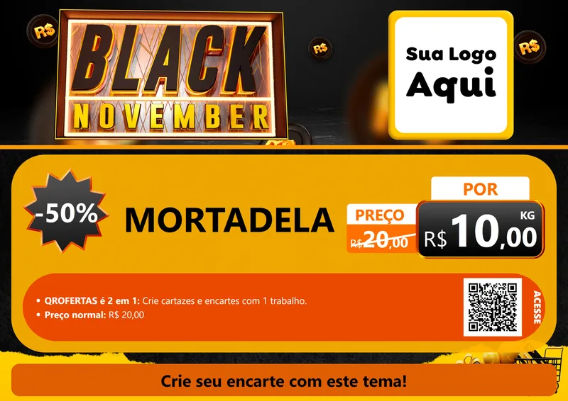 Modelo de Cartaz para Cartaz A4 Horizontal com o tema Black November para Frios e Laticínios
