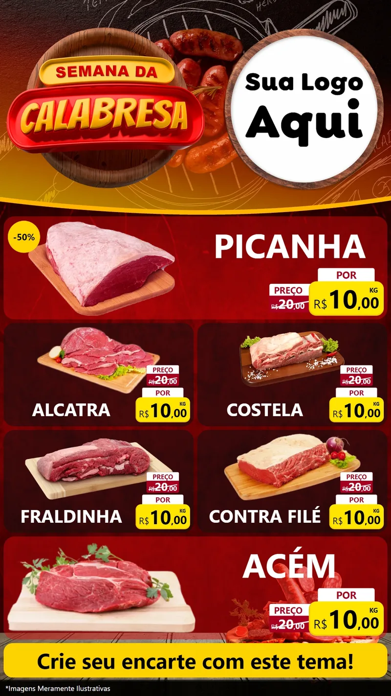 Modelo de TV para TV Vertical com o tema Semana da Calabresa para Açougue