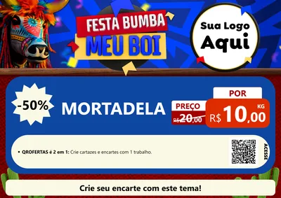 Modelo de Cartaz para Cartaz A4 Horizontal com o tema Festa Bumba meu Boi para Frios e Laticínios