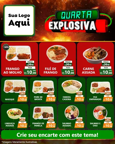 Modelo de Rede Social para Feed Instagram com o tema Quarta Explosiva para Restaurante
